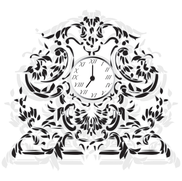 Elegáns óra a barokk díszek - Vektor, kép