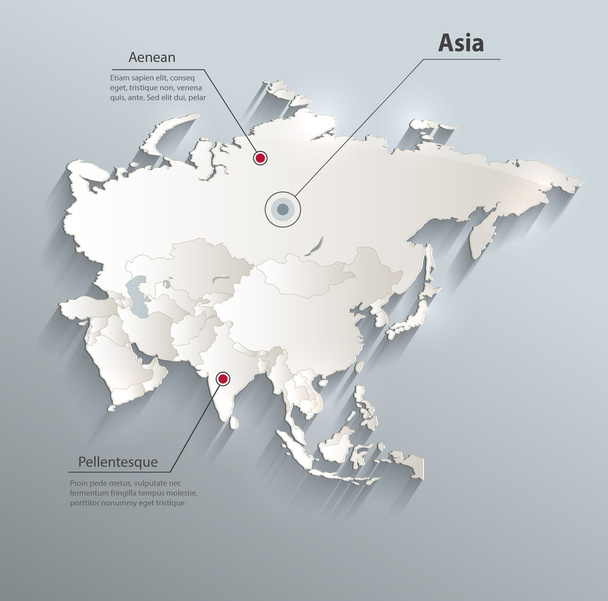 Asie politickou mapu 3d vektor jednotlivé státy odděleně - Vektor, obrázek