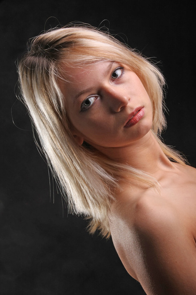beautiful Nude blonde on black background - Zdjęcie, obraz
