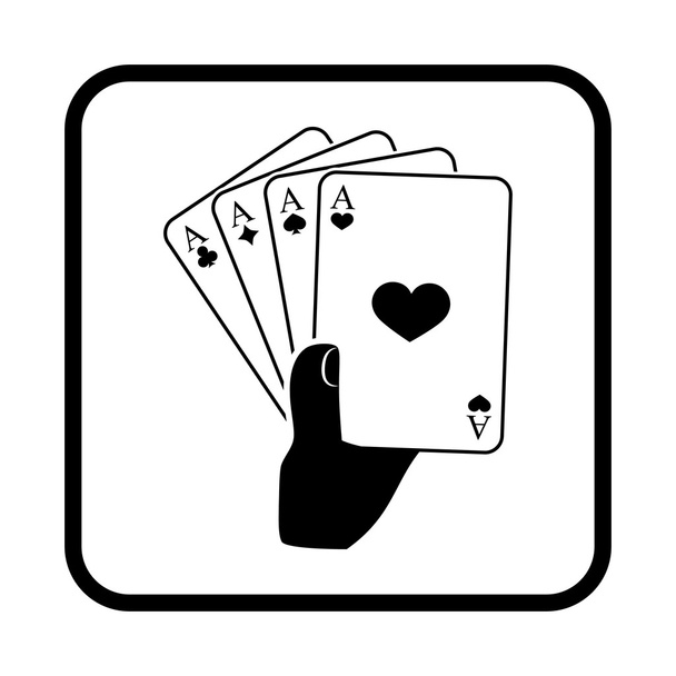 jugando a las cartas en mano. Icono del vector
 - Vector, Imagen