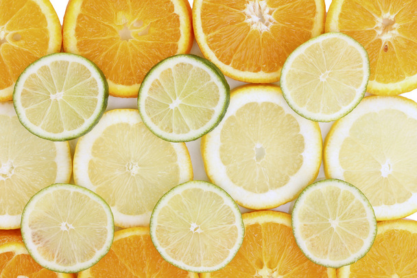 Oranje kalk en citroen close-up - Foto, afbeelding