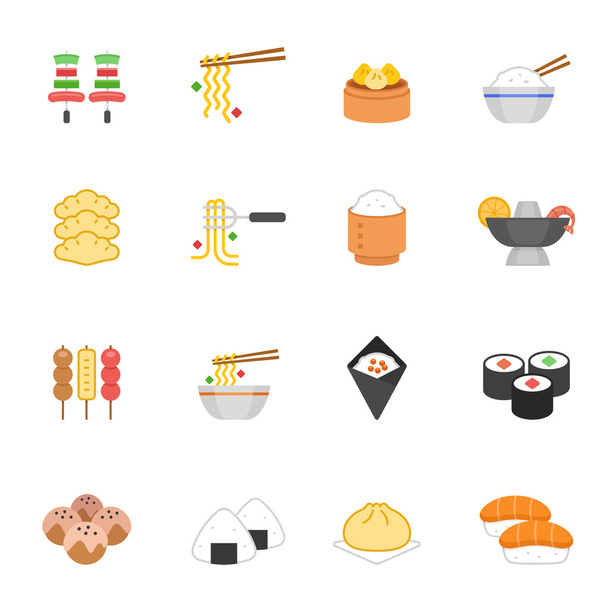 Kleur icon set - oostelijke voedsel - Vector, afbeelding
