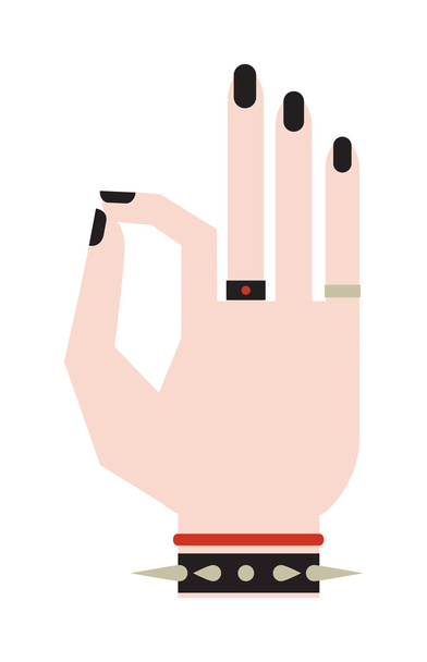 Silueta mano mostrando símbolo Ok vector ilustración
. - Vector, imagen