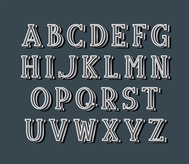 Graphical elegant serif font with 3d effect shadow. - Wektor, obraz