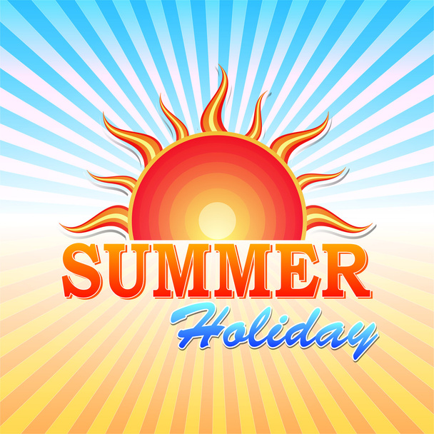 summer holiday with sun and rays, vector - Vector, Image