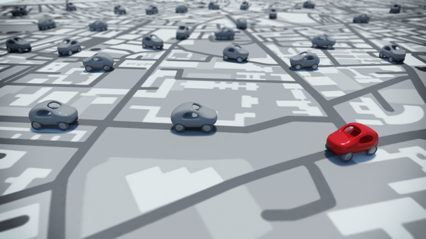 carros de brinquedo no mapa de rua
 - Foto, Imagem