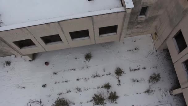 pripyat. restaurant. aerial view. winter 2014 - Video