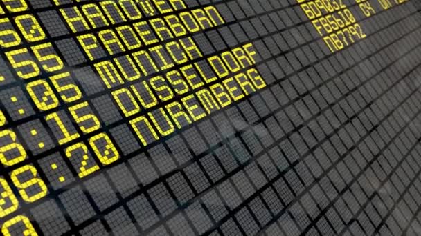 4K - Planche de départ de l'aéroport avec des destinations de villes Allemagne
 - Séquence, vidéo