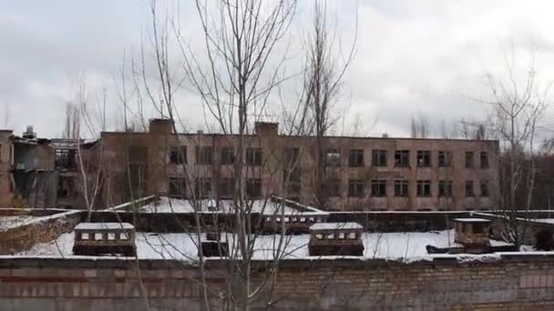 Pripyat. School Number 1. copter. winter 2014 - Materiał filmowy, wideo
