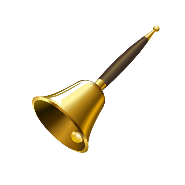 Realistic golden bell with a handle - Vector, Imagen