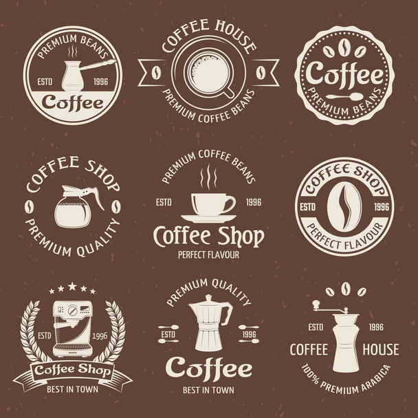 Coffee Emblem Set In Color - Вектор,изображение