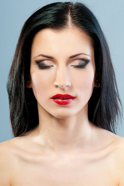 Make-up face with closed eyes - Valokuva, kuva