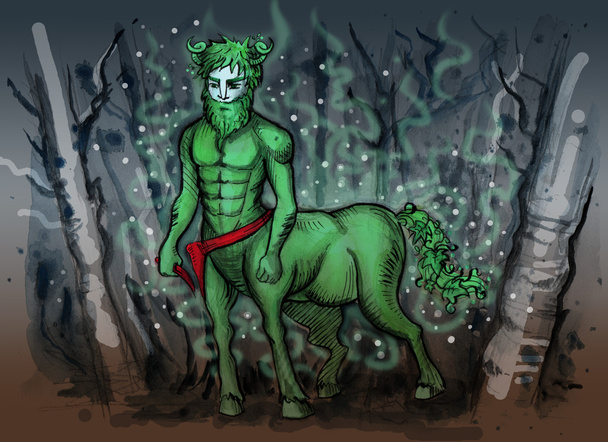 Watercolor illustration of slavic mythology creature - Photo, Image