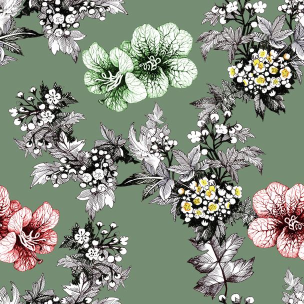 pattern with garden flowers  - Photo, image