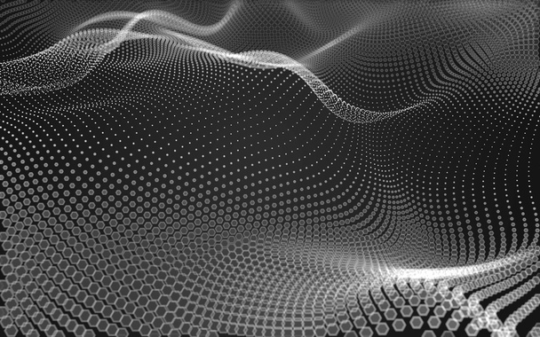 Абстрактное многоугольное пространство на темном фоне с низким полюсом, 3D рендеринг
 - Фото, изображение