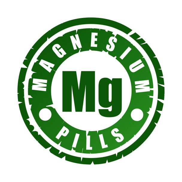 Gummistempel mit Mineral mg (Magnesium) - Vektor, Bild