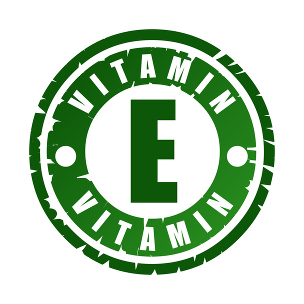 Rubber stamp with vitamin E - Vector, Image