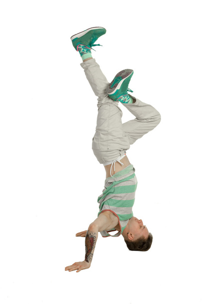 man break dancer standing on his head  - Foto, Imagen
