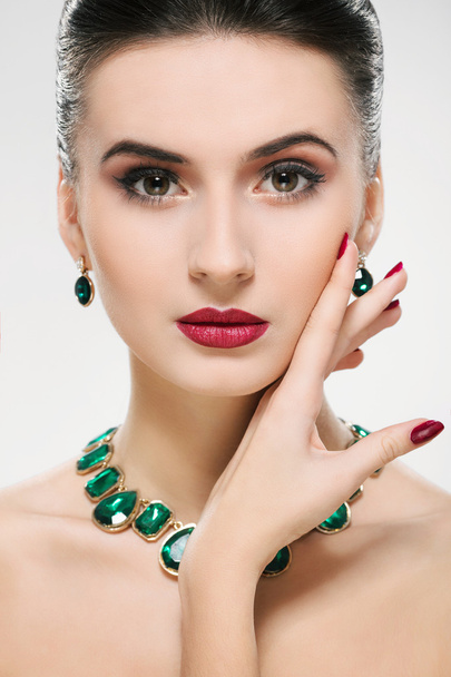A portrait of beautiful woman with red lips - Photo, Image