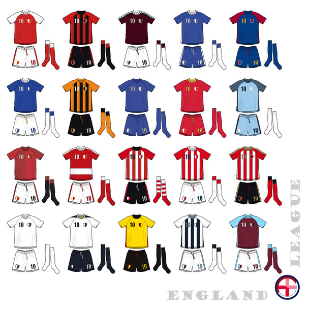 Anglické fotbalové dresy - Vektor, obrázek