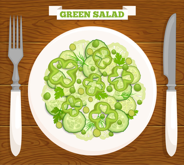 Vector salad of green vegetables. - Vector, Imagen