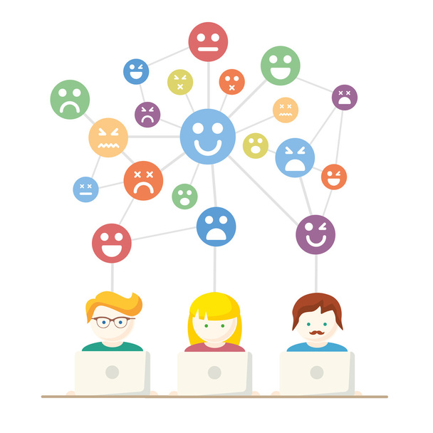 Social Media network people with computers vector illustration - Vector, Image