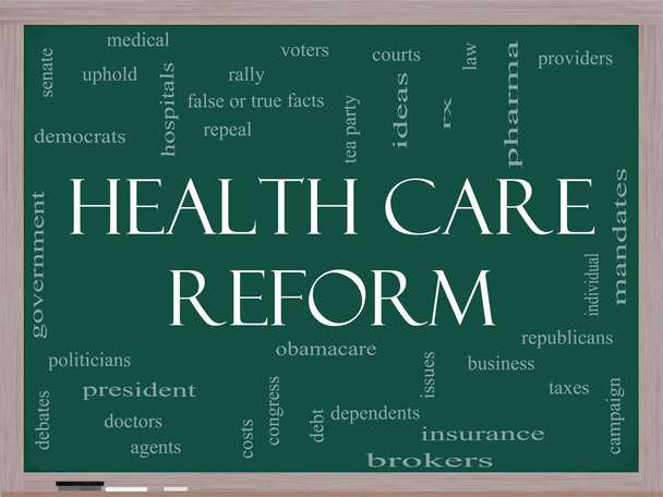 Reforma zdravotnictví slovo mrak koncepce na tabuli - Fotografie, Obrázek