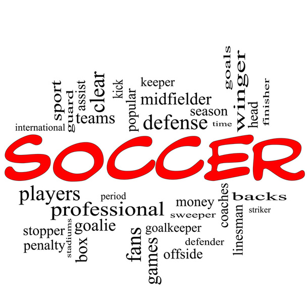 Concetto Soccer Word Cloud in scarabocchi rossi
 - Foto, immagini
