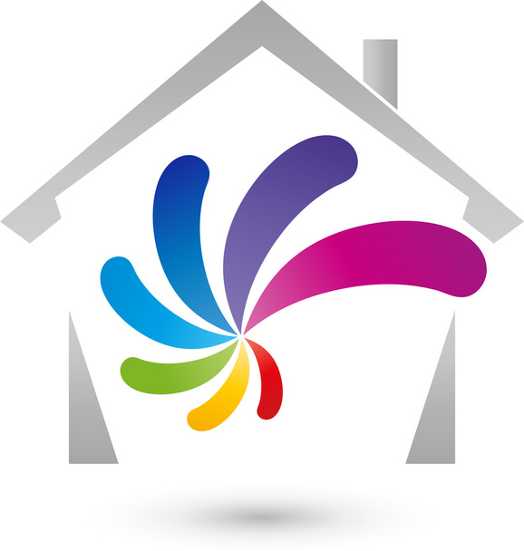 Haus und Spirale, Maler, Logo, Immobilien - Vector, Image