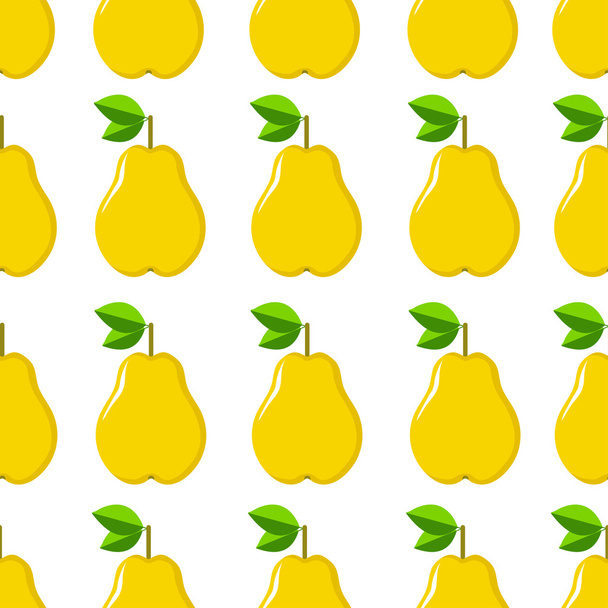 Seamless vector pattern with yellow pears on the white backgroun - Vektor, obrázek