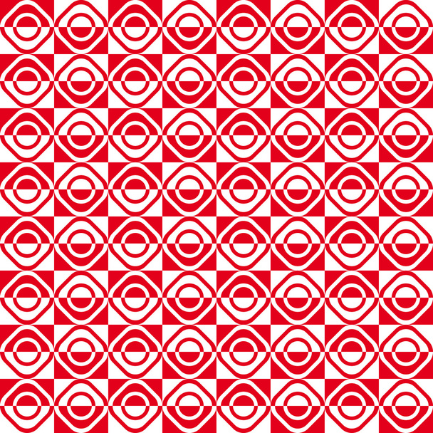 Geometrik eğlenceli desen kırmızı ve beyaz dekorasyon ile - Vektör, Görsel