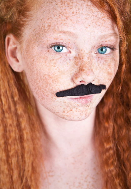 Attractive girl with mustache, similar available in my portfolio - Foto, Imagen
