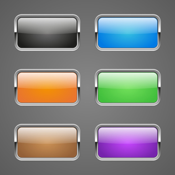 Set metalen rechthoekige gekleurde web buttons - Vector, afbeelding