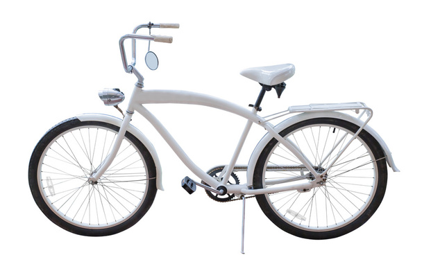 Bicicletas viejas blancas en aislado
 - Foto, Imagen