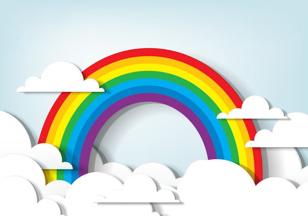 Rainbow and clouds - Vetor, Imagem