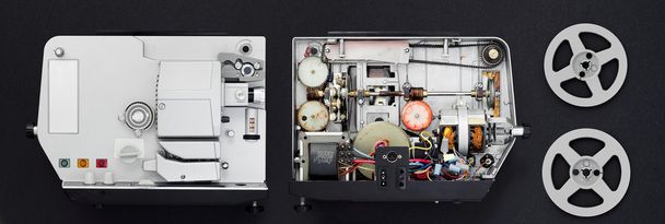 Opened film projector and film reels - Photo, Image