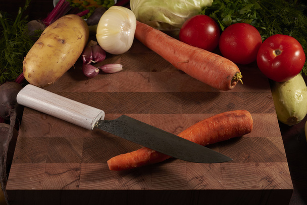 vegetables and knife - Photo, Image