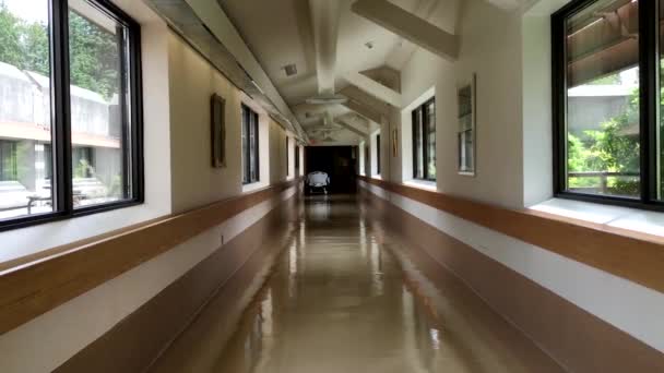 Яскравий вид на лікарняний коридор з людьми, які проходять через зал
 - Кадри, відео