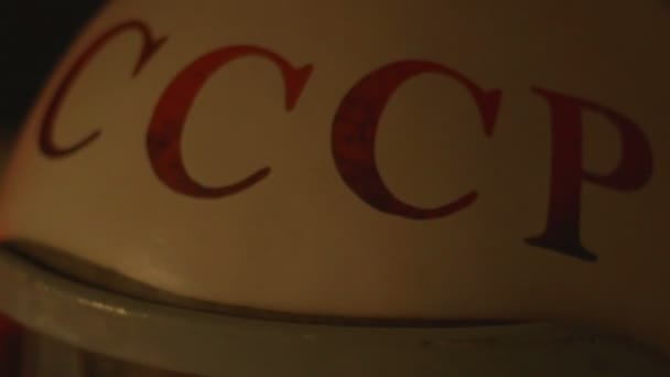 Red Letters of USSR on Helmet - Footage, Video