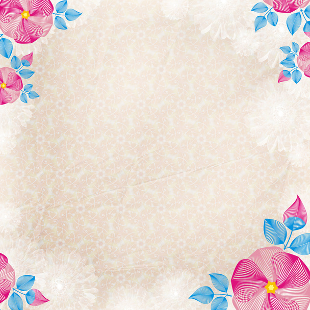 Wrinkled wall-paper, with flower corners, beige - 写真・画像