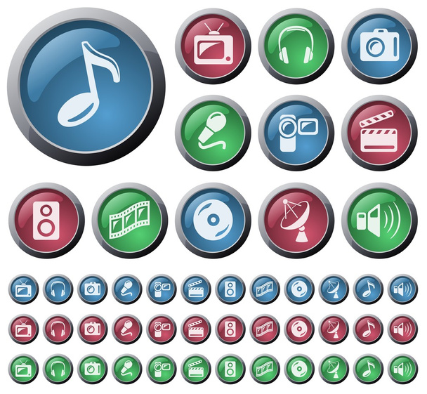 Multimedia buttons - Vector, Image