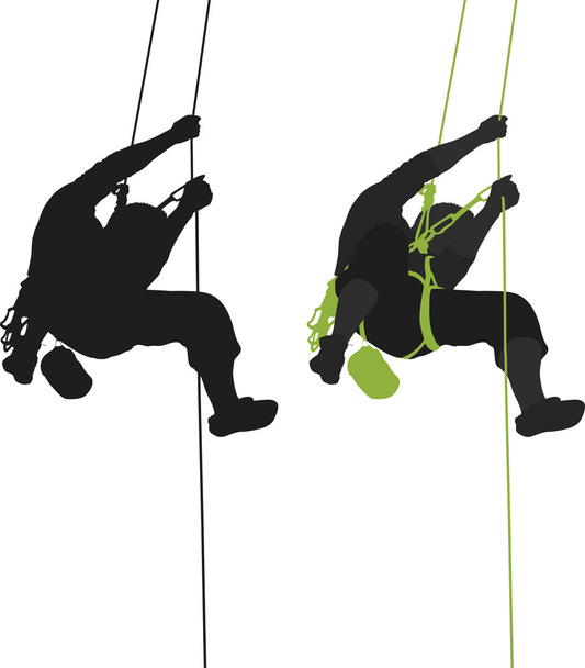 Rock climber hanging silhouette. - Vector, Image