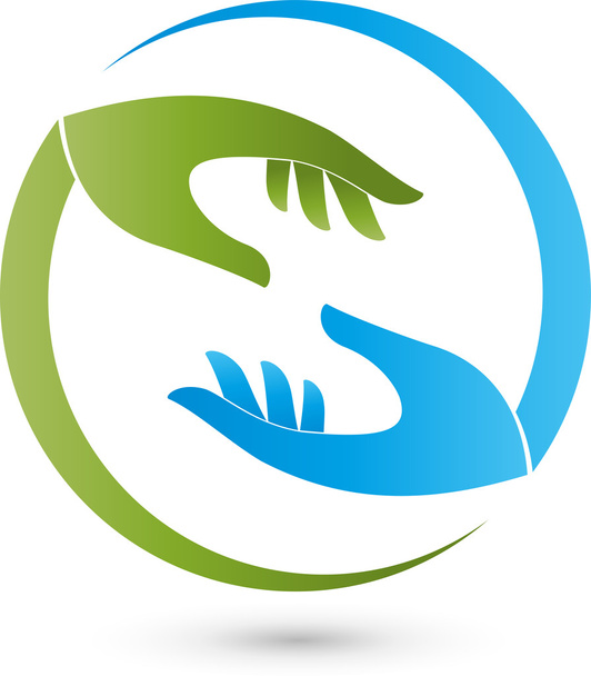 2 つの手、ロゴ、Ergotherapie、Seelsorge - ベクター画像