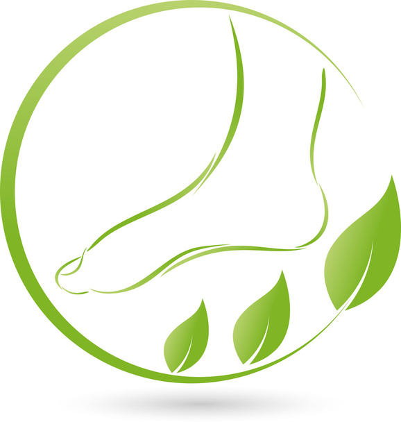 Τα πόδια και φύλλα, διακοσμητικό λογότυπο, πεντικιούρ, Pflanze - Διάνυσμα, εικόνα