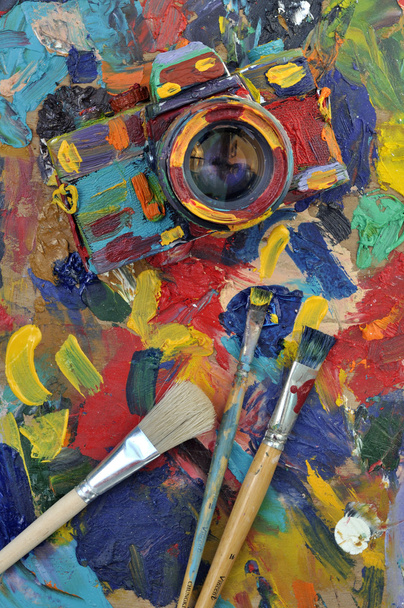 colorful painted slr camera - Photo, Image