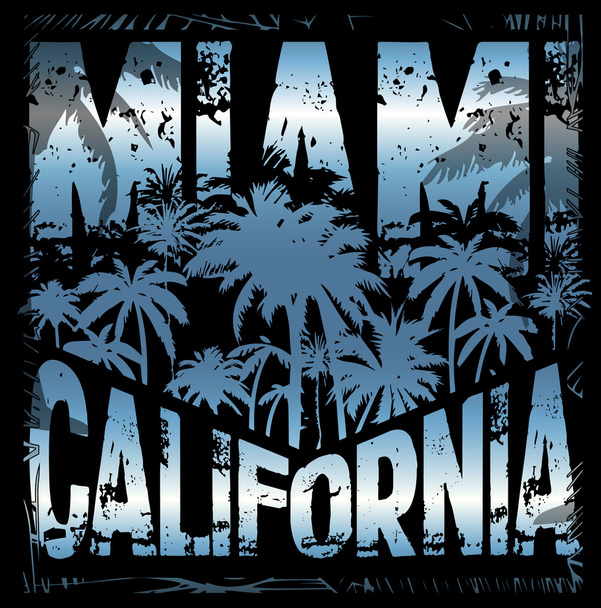 Summer tee graphic design miami california - Vector, Image