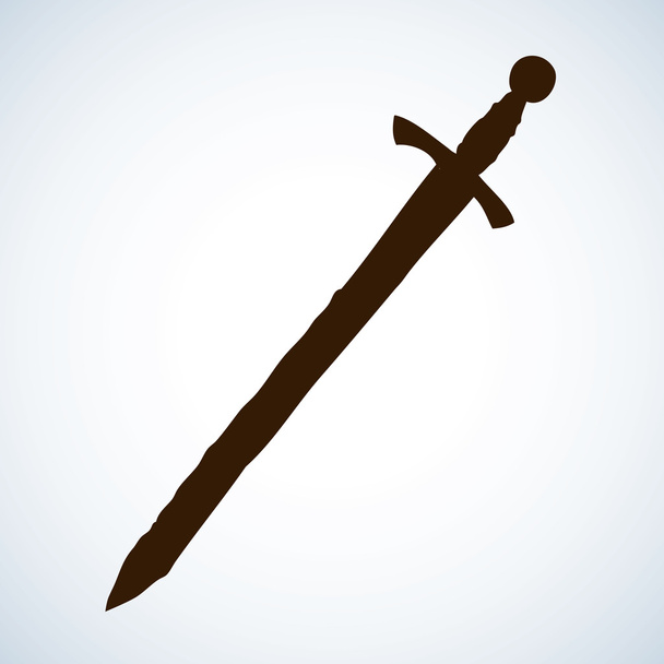 Oude zwaard. Vector tekening - Vector, afbeelding