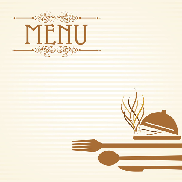 Illustration of template for menu card with cutlery - Vettoriali, immagini
