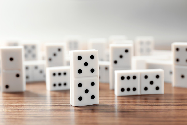 Row of dominoes close up - Foto, Imagen