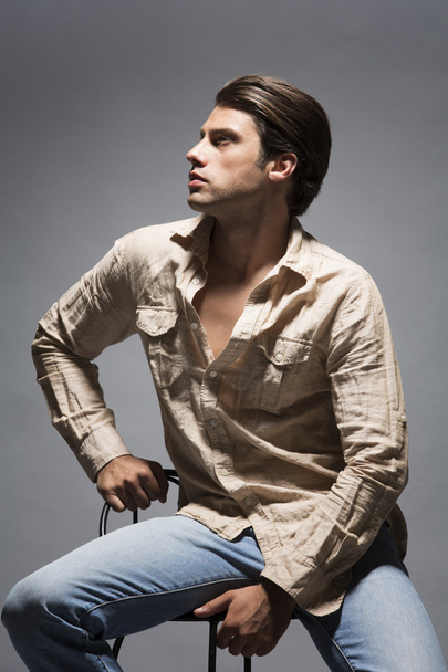 Handsome man in shirt and jeans - Zdjęcie, obraz
